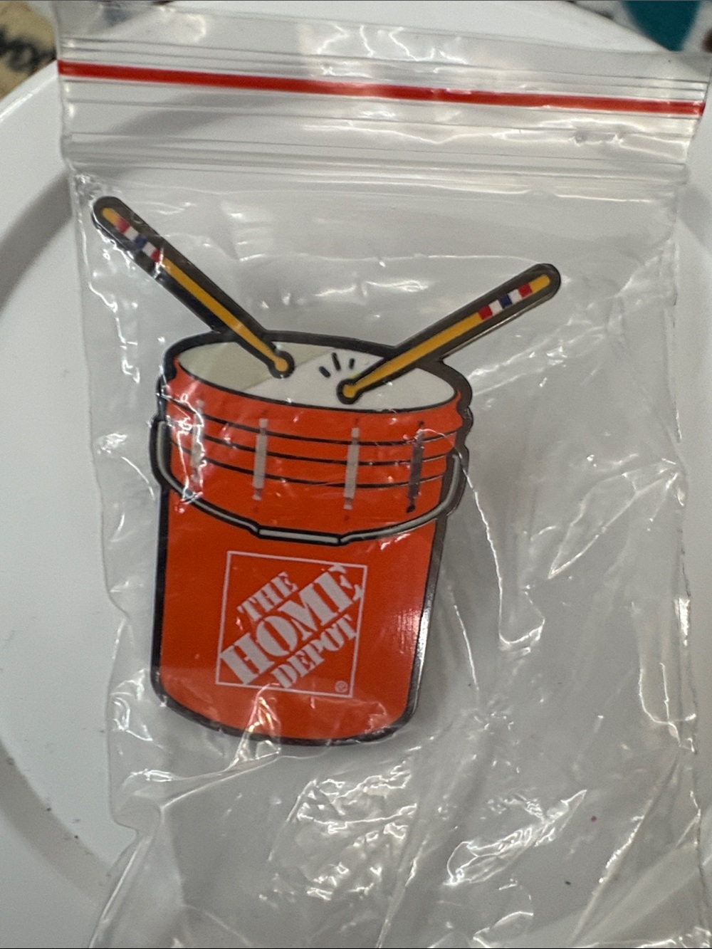 The Home Depot Orange Bucket Drum Enamel Pin